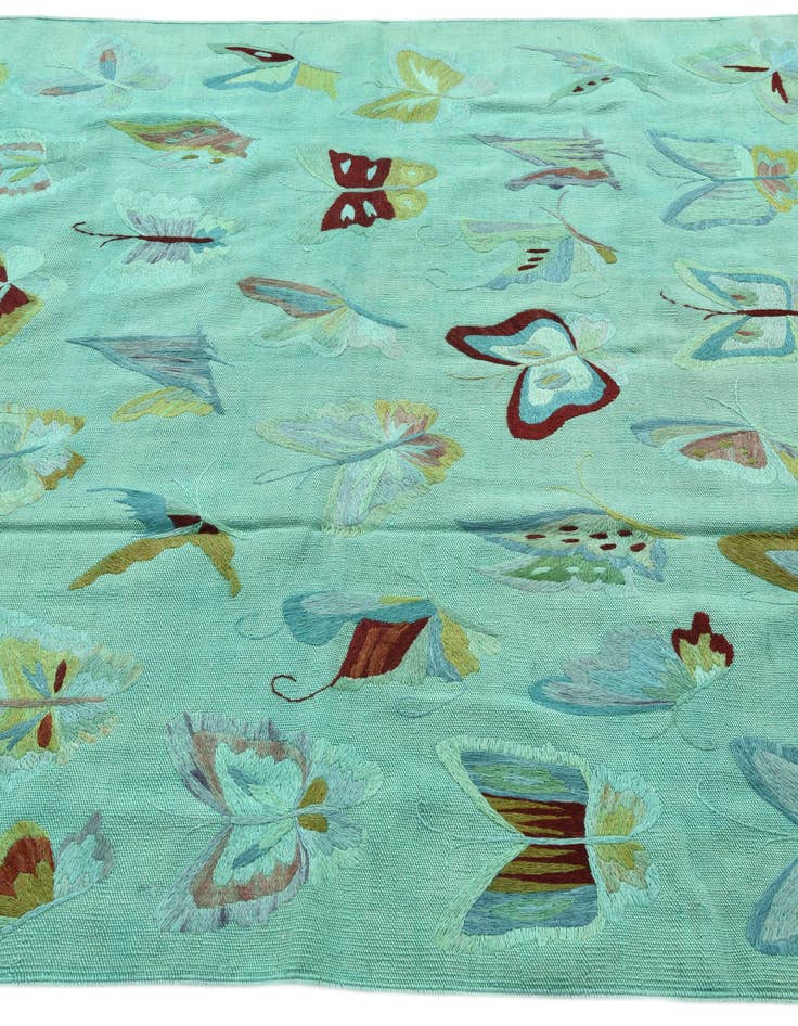 Detail image of  5' 6 x 7' 4  Hand Woven Kilim Suzani Wool Rug