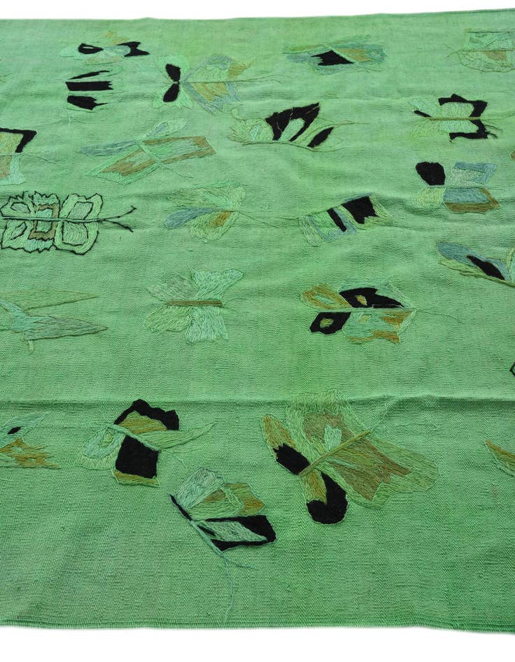 Detail image of  5' 8 x 7' 4  Hand Woven Kilim Suzani Wool Rug