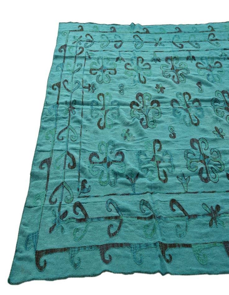 Detail image of  6' 9 x 8' 11  Hand Woven Kilim Suzani Wool Rug