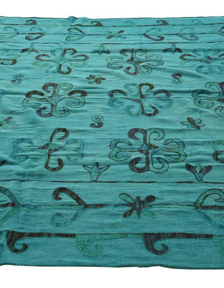 Detail image of  6' 9 x 8' 11  Hand Woven Kilim Suzani Wool Rug