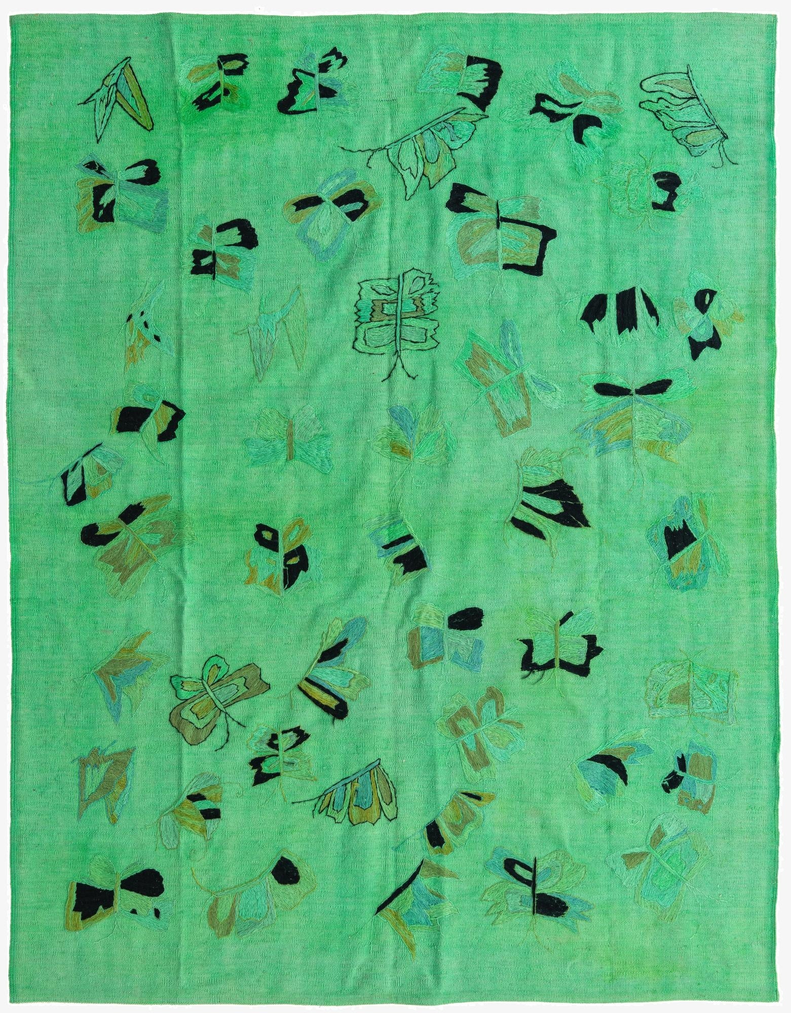  5' 8 x 7' 4  Hand Woven Kilim Suzani Wool Rug