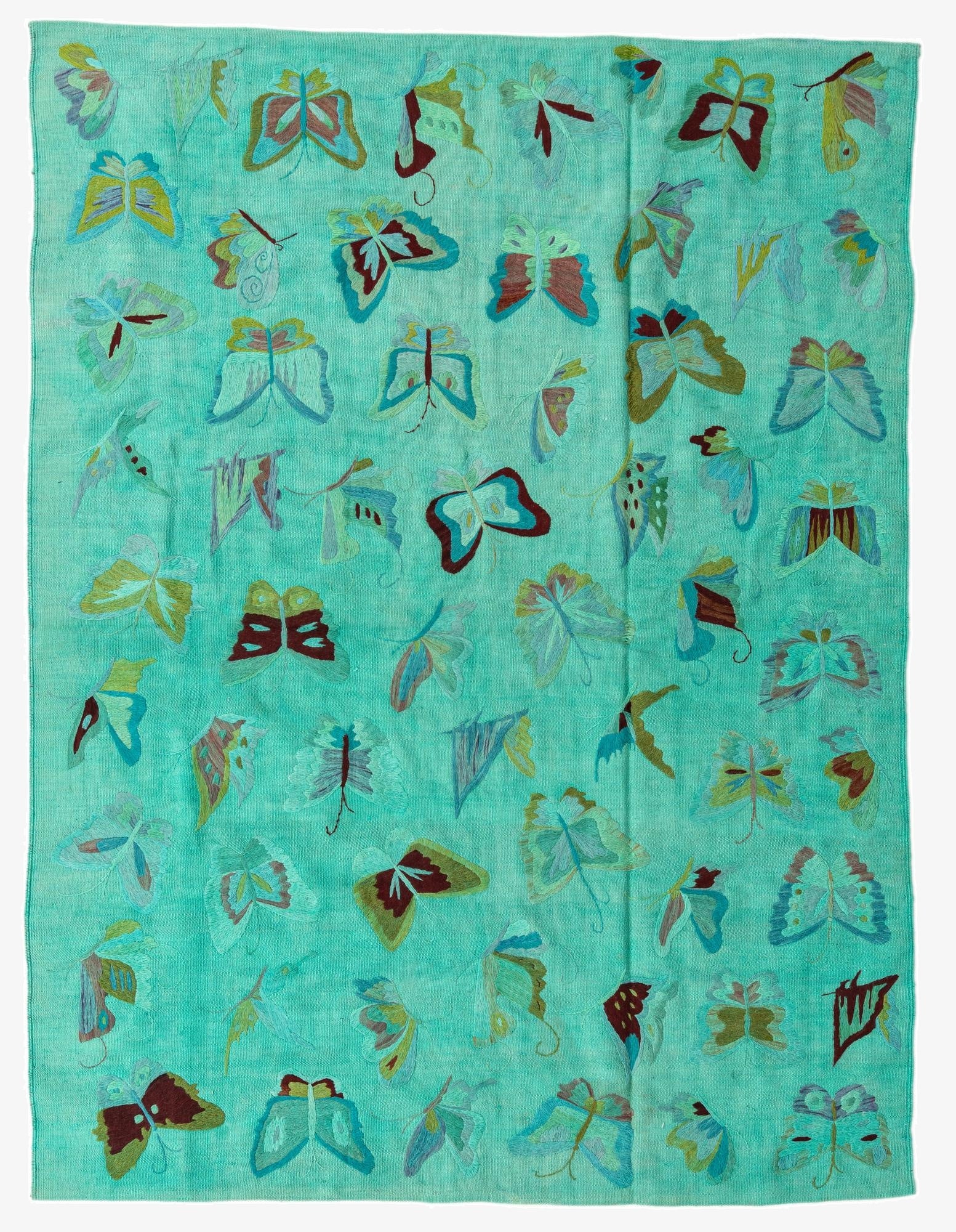  5' 6 x 7' 4  Hand Woven Kilim Suzani Wool Rug