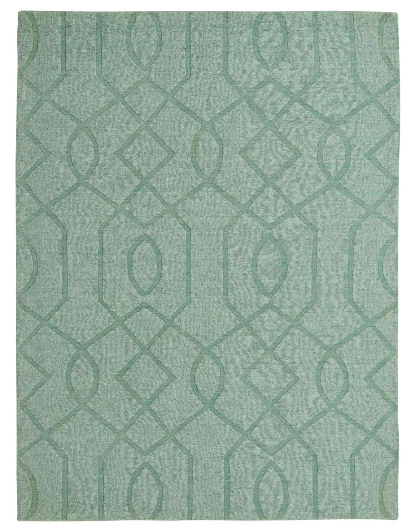 A 5x8 rectangular Luna Collection rug in a modern blue hue with a textured geometric pattern, ideal for a living room.