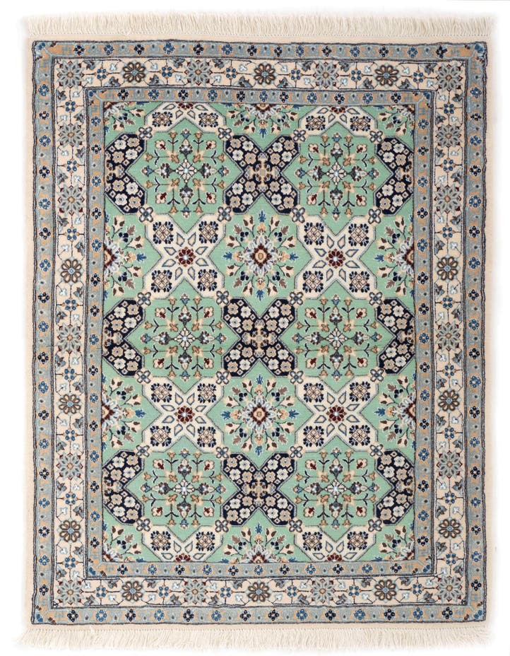  3' 2 x 4' 3  Hand Knotted Nain Persian Rug
