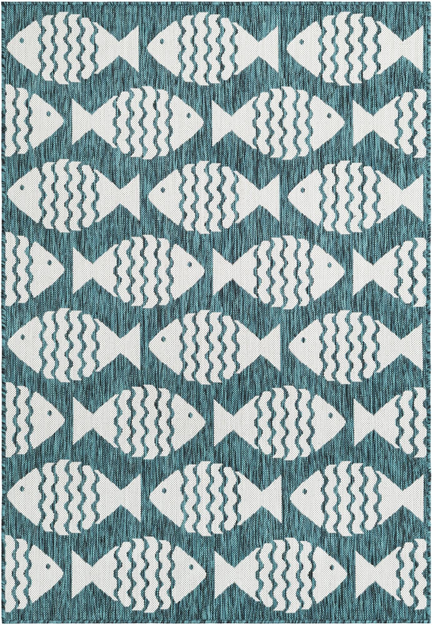  4' 1 x 6' 1  Washable Coastal Indoor / Outdoor Rug