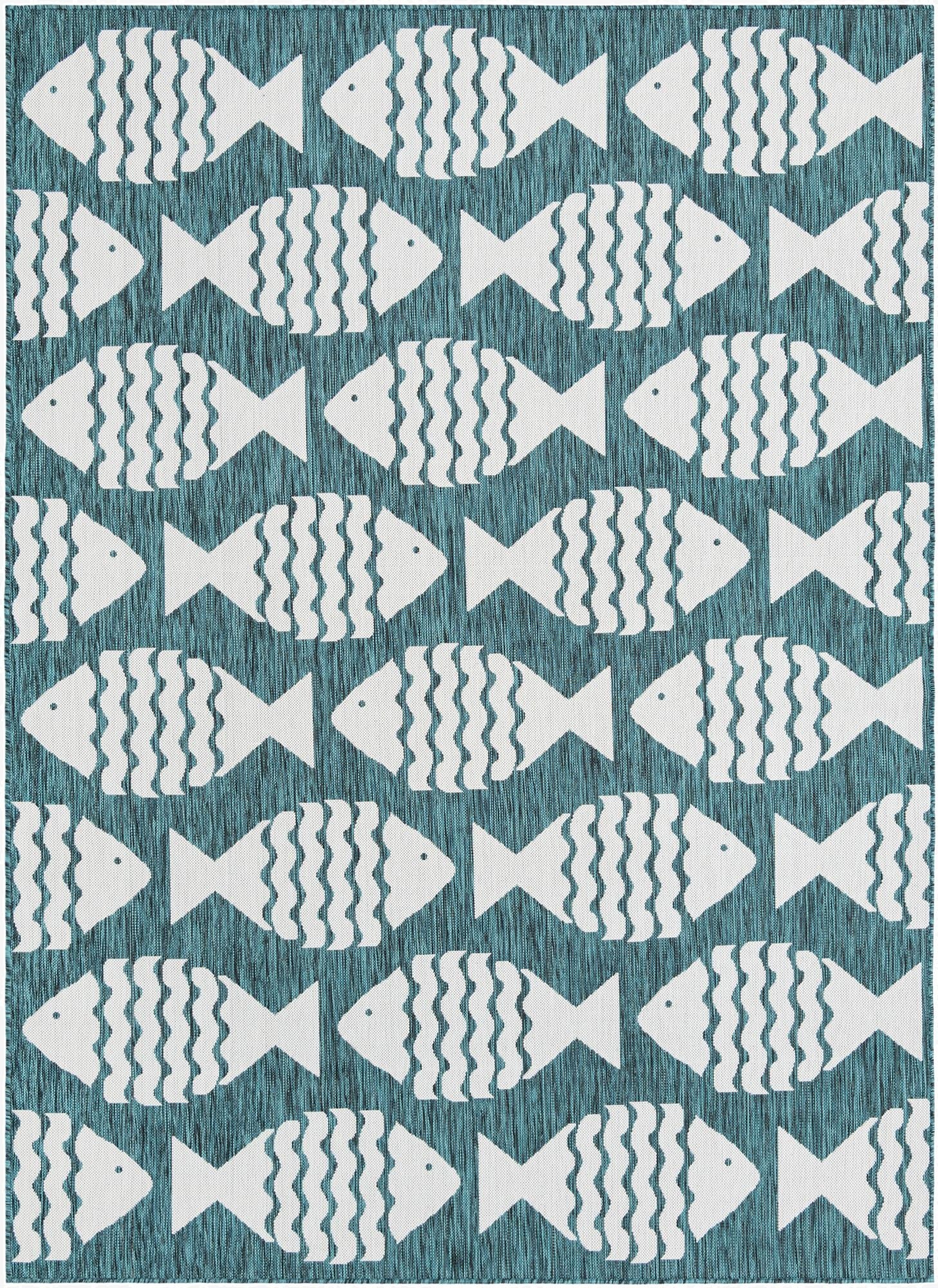 7' 1 x 10'  Washable Coastal Indoor / Outdoor Rug