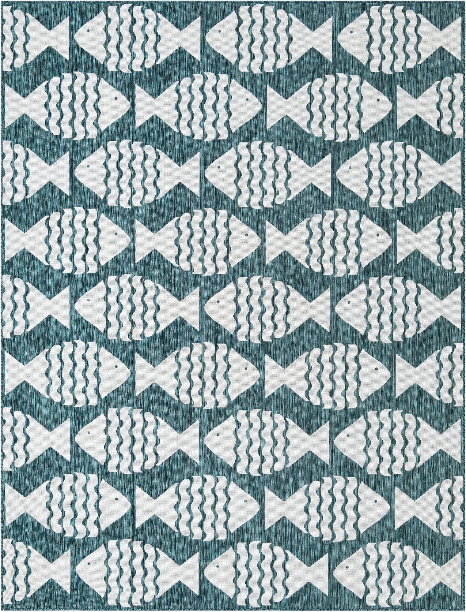  9' x 12'  Washable Coastal Indoor / Outdoor Rug