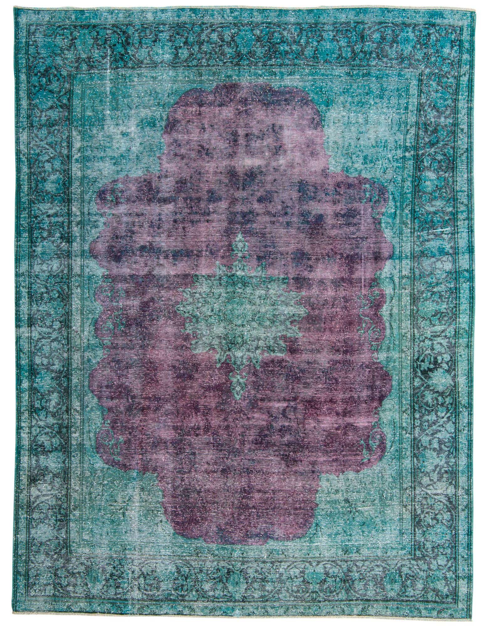 A 10x13 rectangular blue and purple Persian-style rug with a distressed medallion pattern, ideal for a living room.