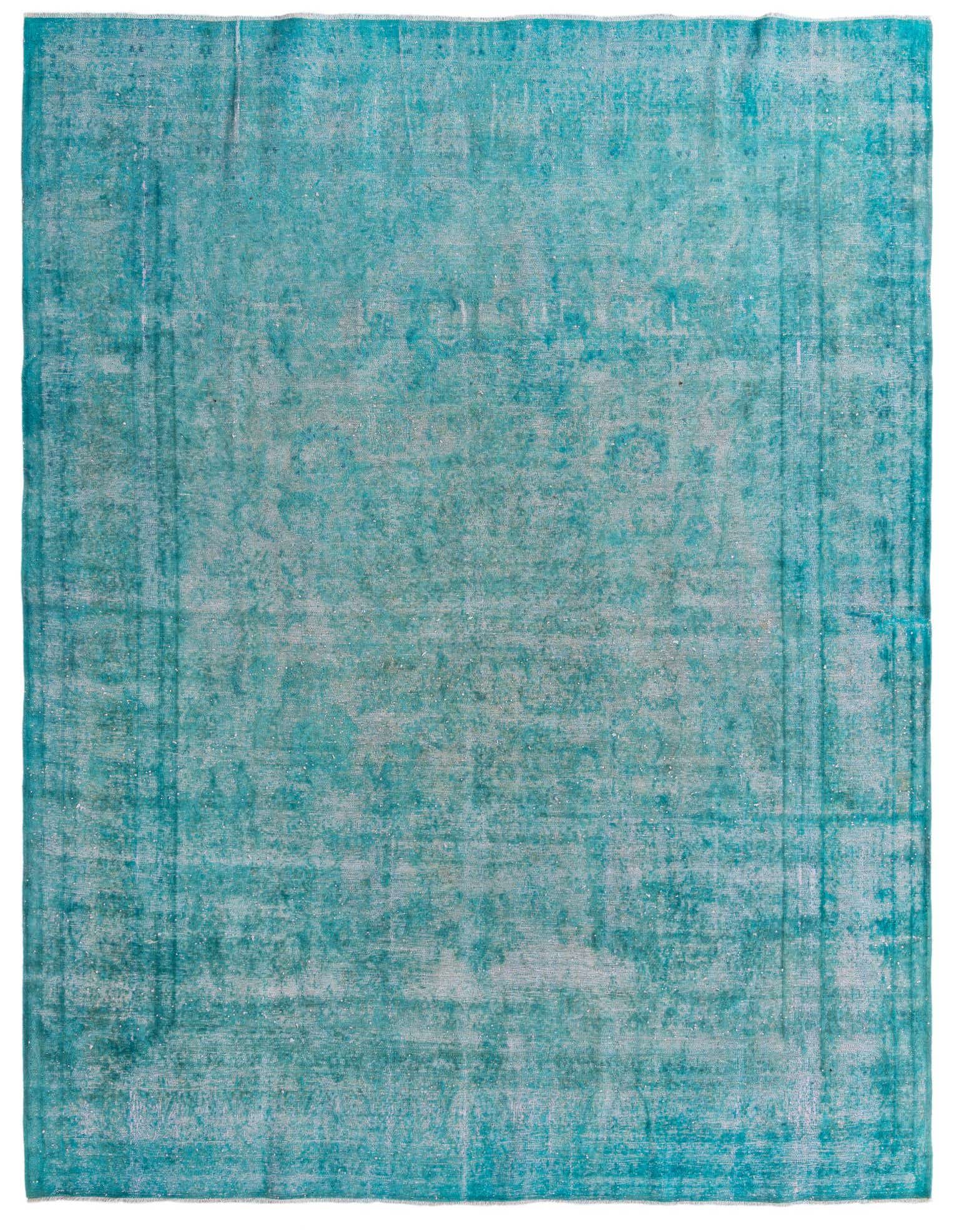 A 10x12 rectangular Ultra Vintage blue wool rug with a faded Persian pattern, suitable for indoor spaces.