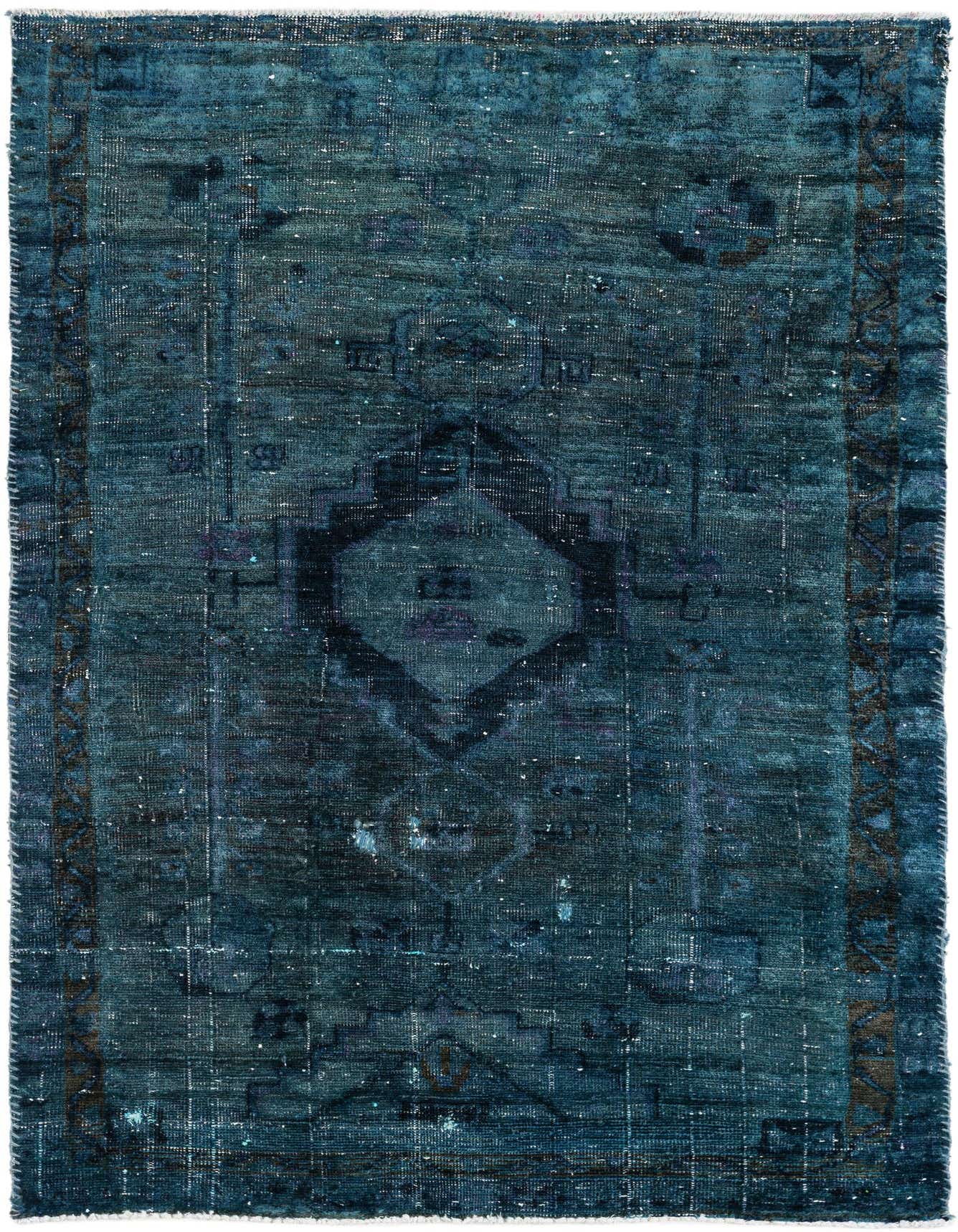 A 4x6 rectangular Ultra Vintage rug in deep blues with a faded Persian medallion pattern, suitable for various indoor rooms.