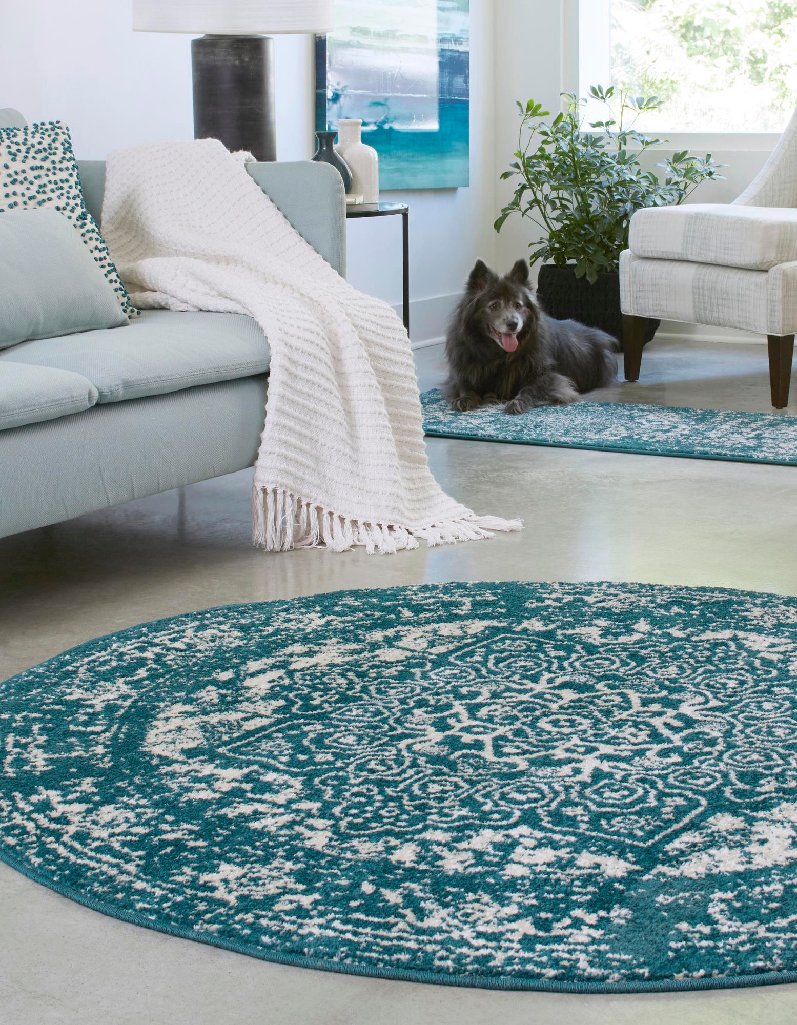 Turquoise 7' 10 x 7' 10 Arlington Round Rug | Rugs.com