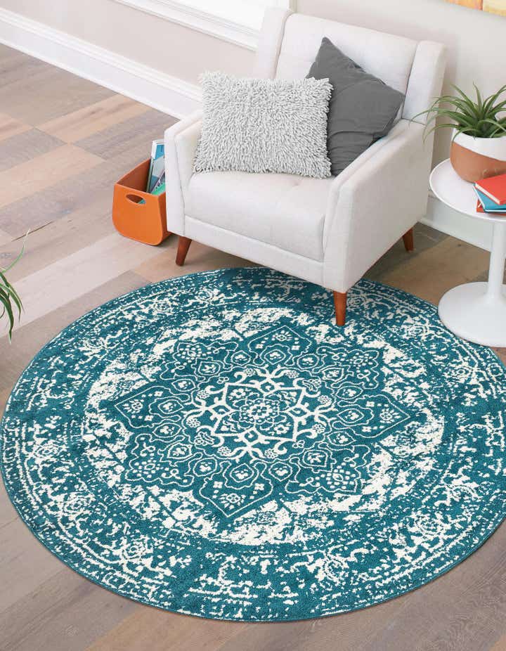 Turquoise 7' 10 x 7' 10 Arlington Round Rug | Rugs.com