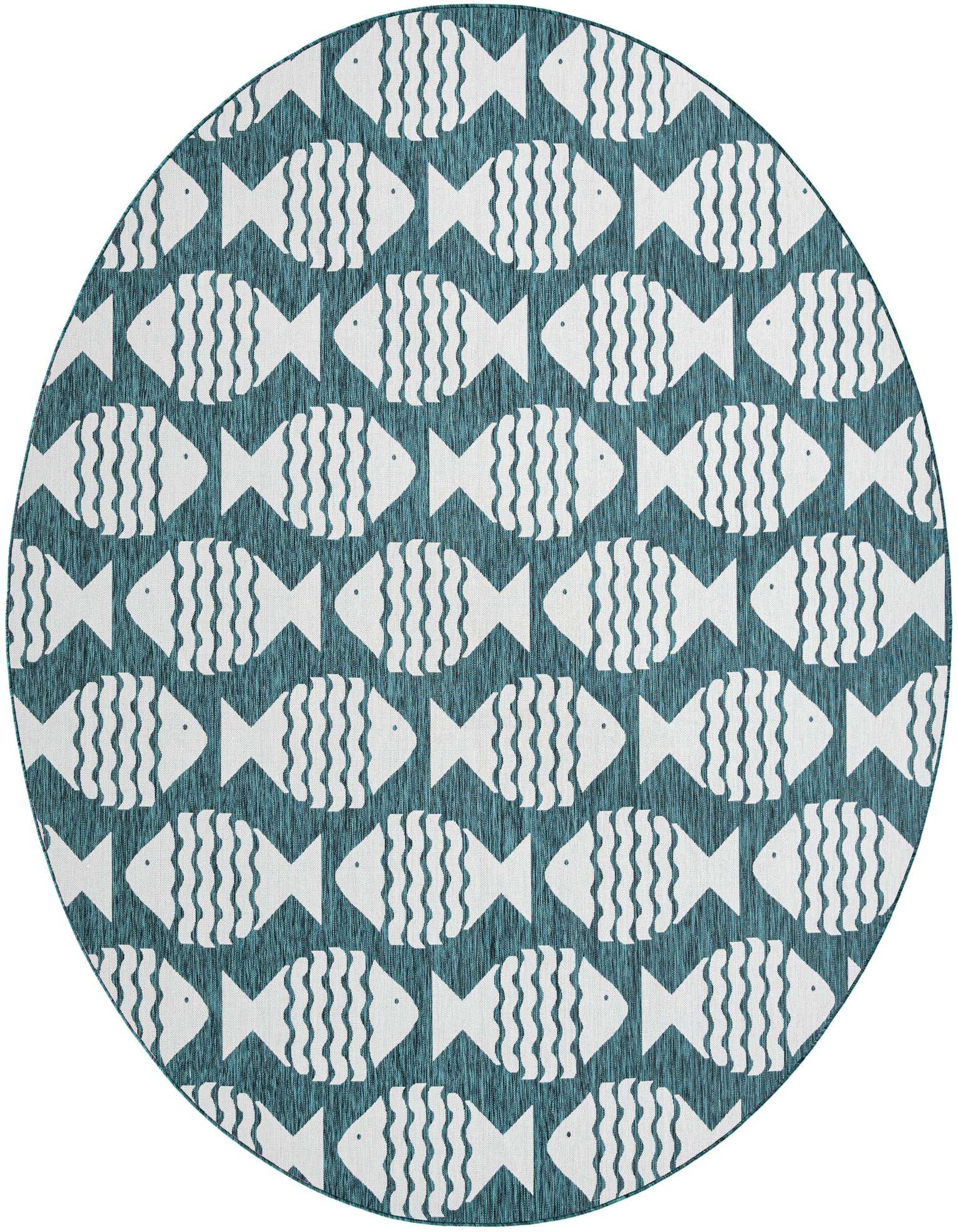 Primary image  12' x 12'  Washable Coastal Indoor / Outdoor Round Rug