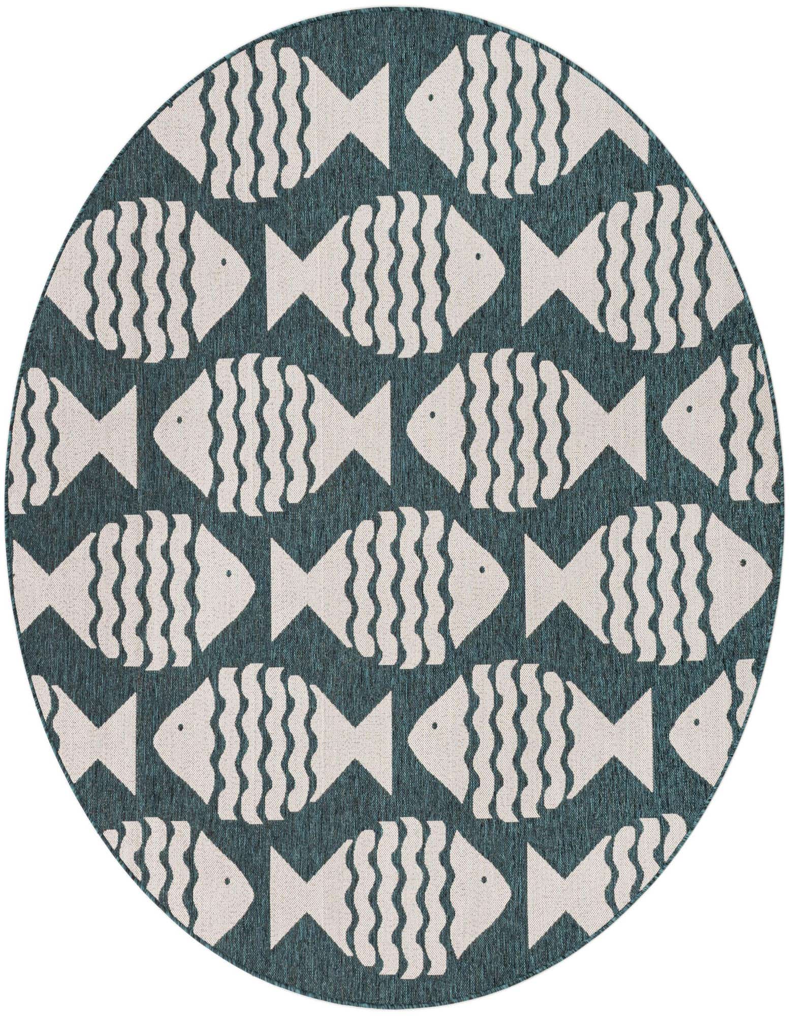 Primary image  7' 10 x 7' 10  Washable Coastal Indoor / Outdoor Round Rug