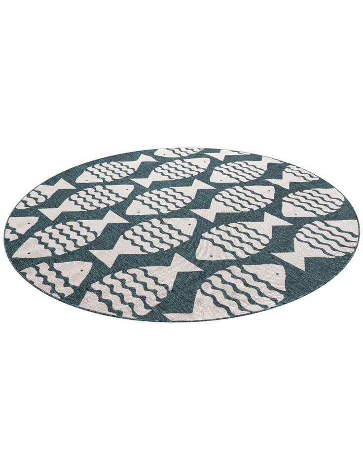 Detail image of  7' 10 x 7' 10  Washable Coastal Indoor / Outdoor Round Rug