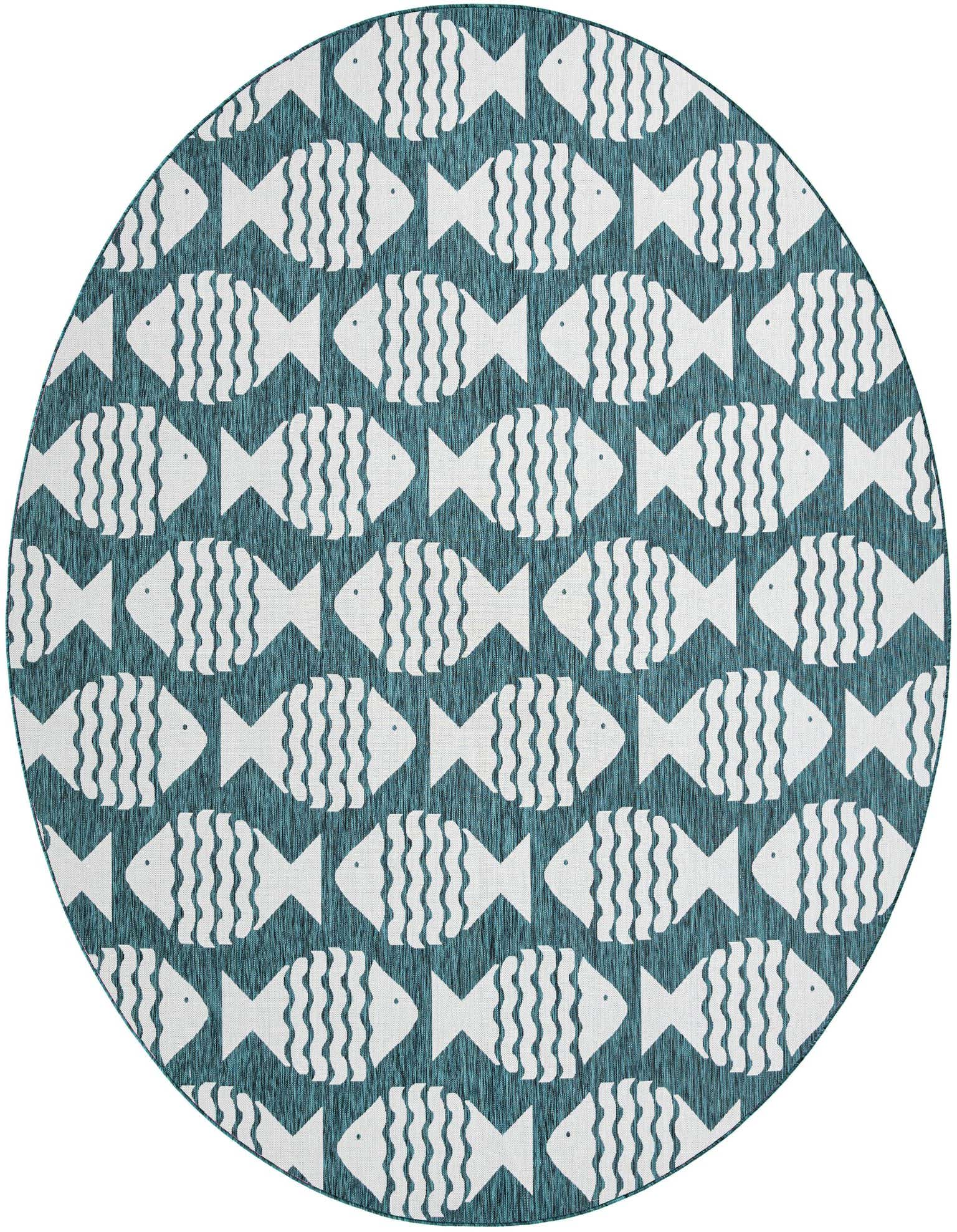 Primary image  13' x 13'  Washable Coastal Indoor / Outdoor Round Rug