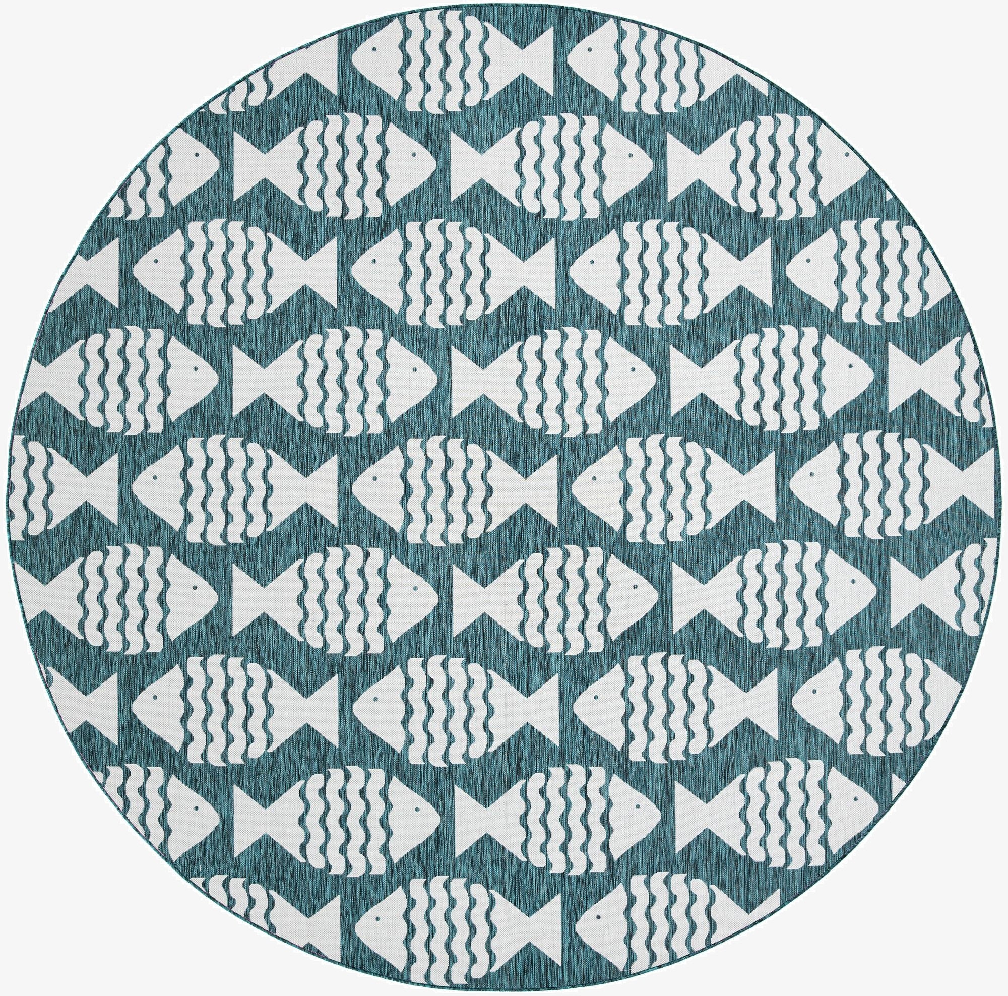  12' x 12'  Washable Coastal Indoor / Outdoor Round Rug