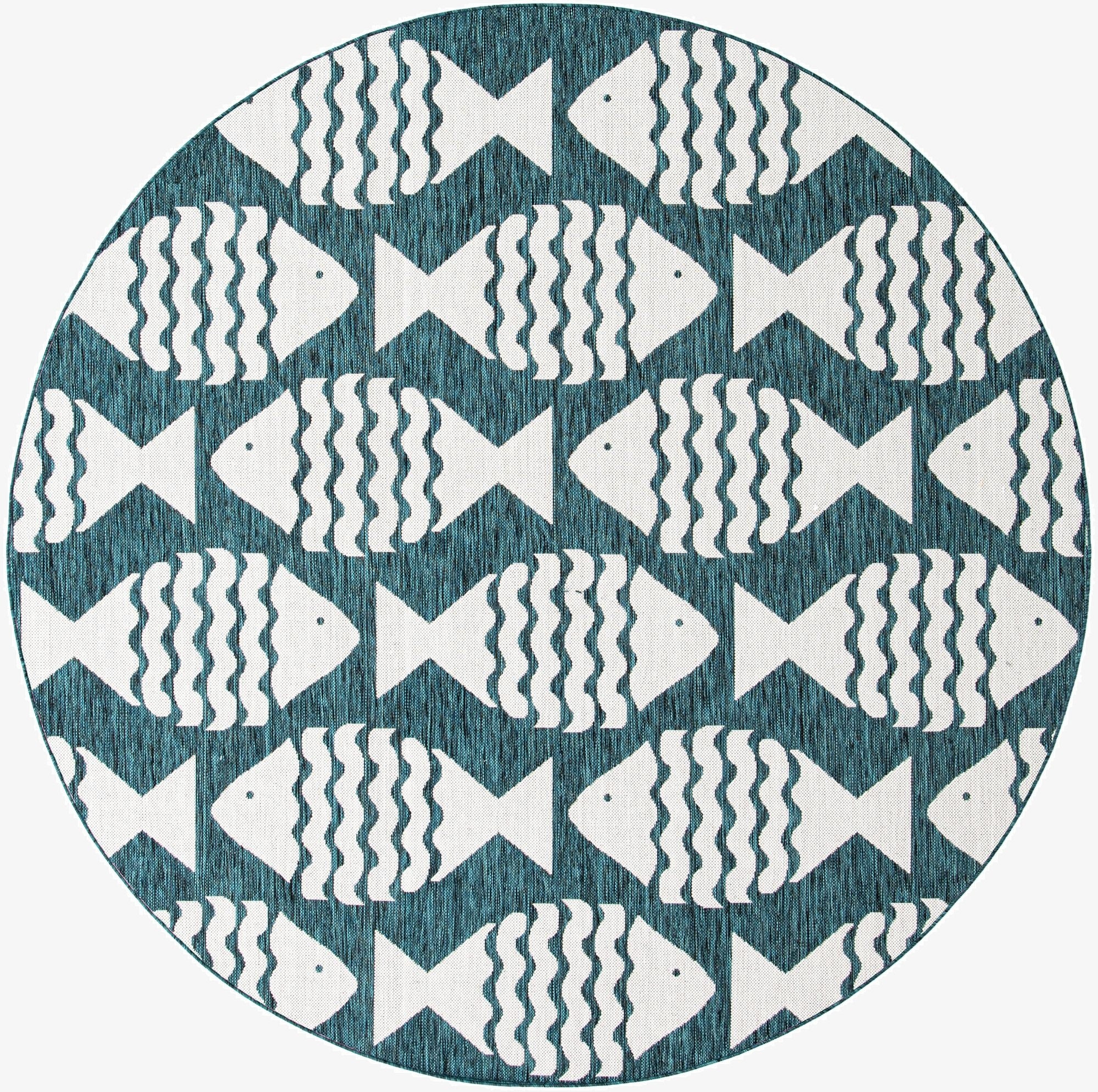  7' 10 x 7' 10  Washable Coastal Indoor / Outdoor Round Rug