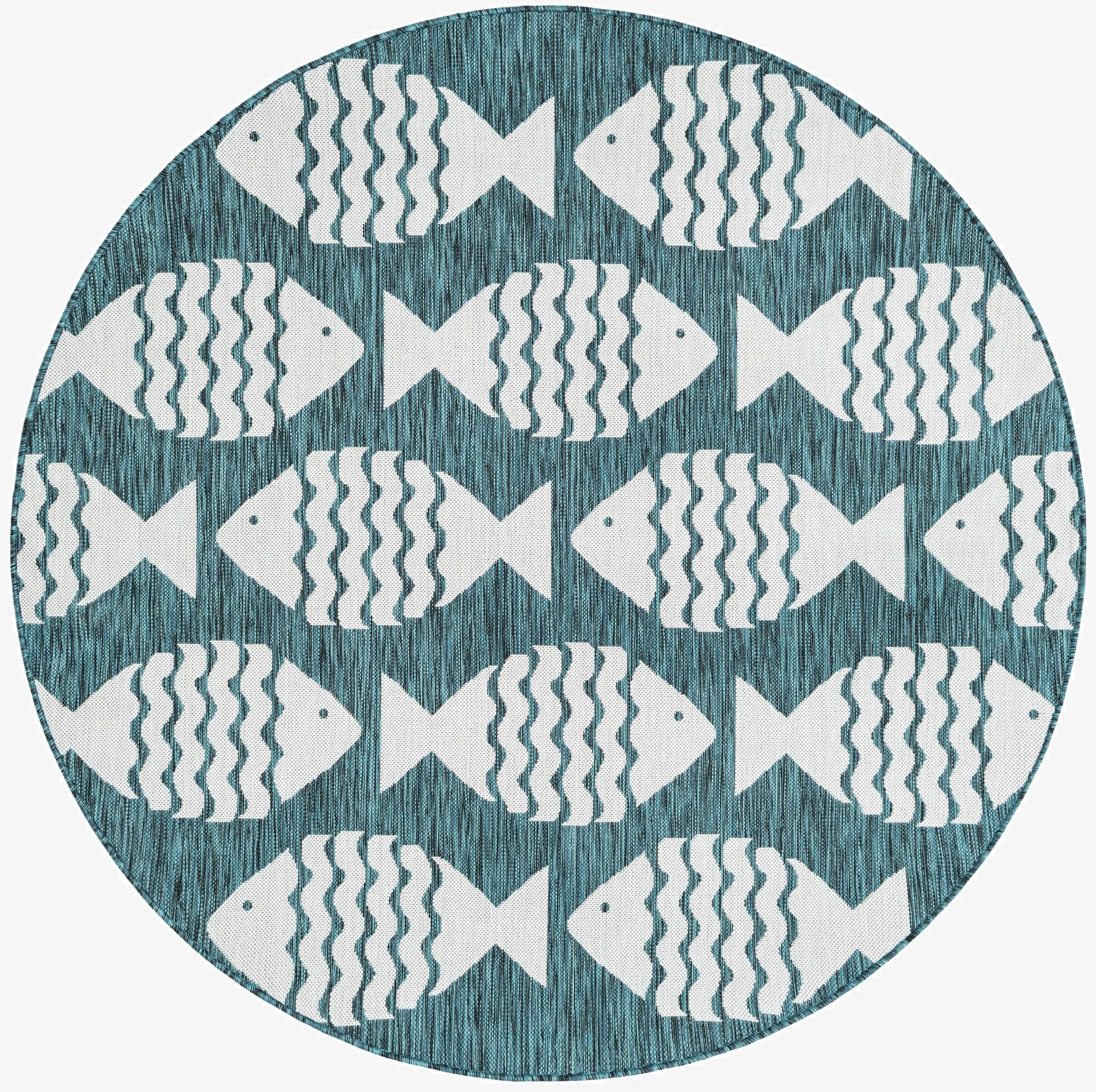  6' 1 x 6' 1  Washable Coastal Indoor / Outdoor Round Rug
