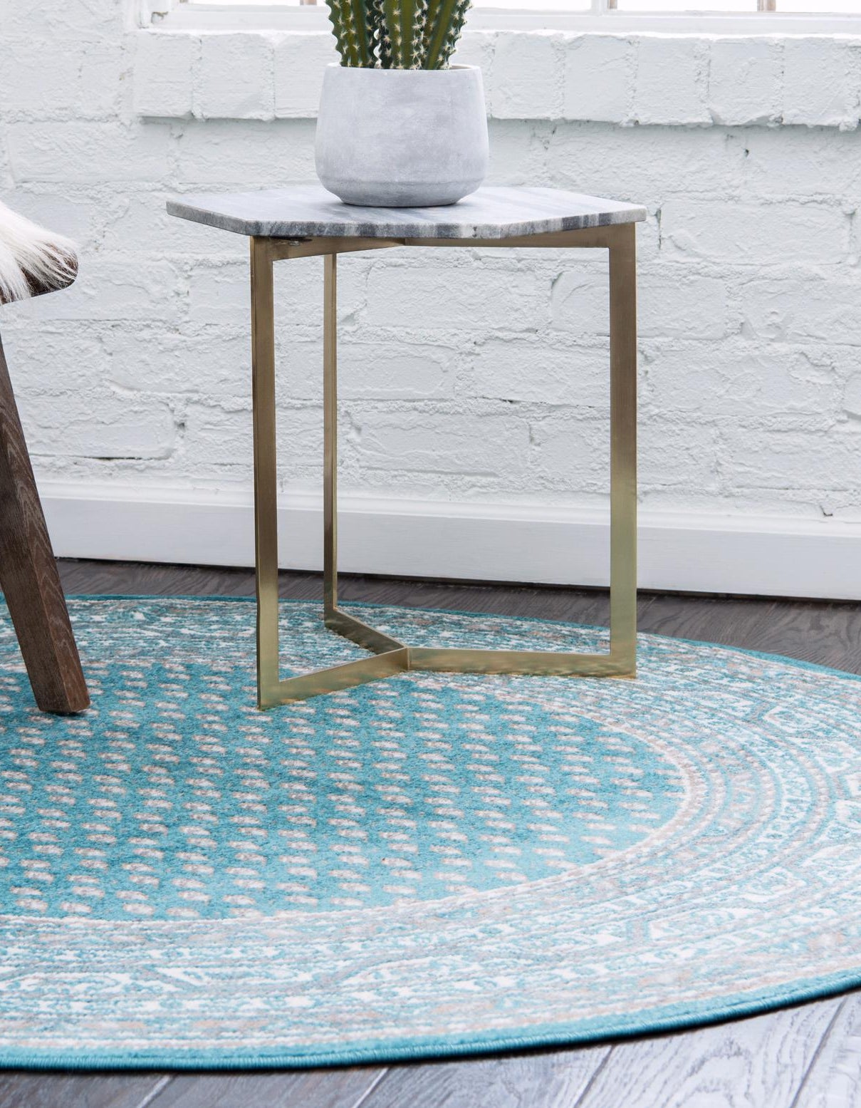 Turquoise 3' 7 x 3' 7 SoHo Round Rug | Rugs.com