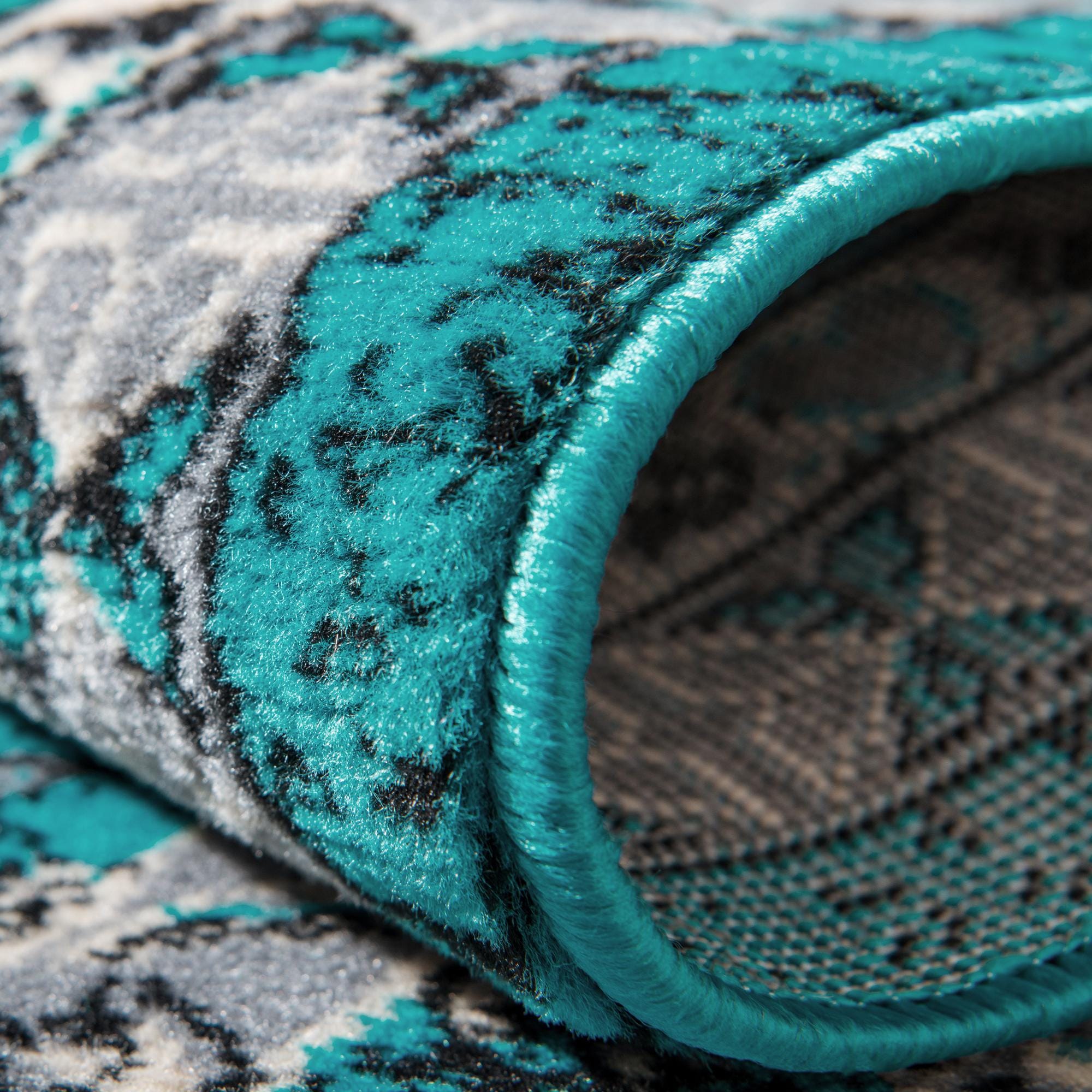 Turquoise 3' x 16' 5 Heris Runner Rug | Rugs.com