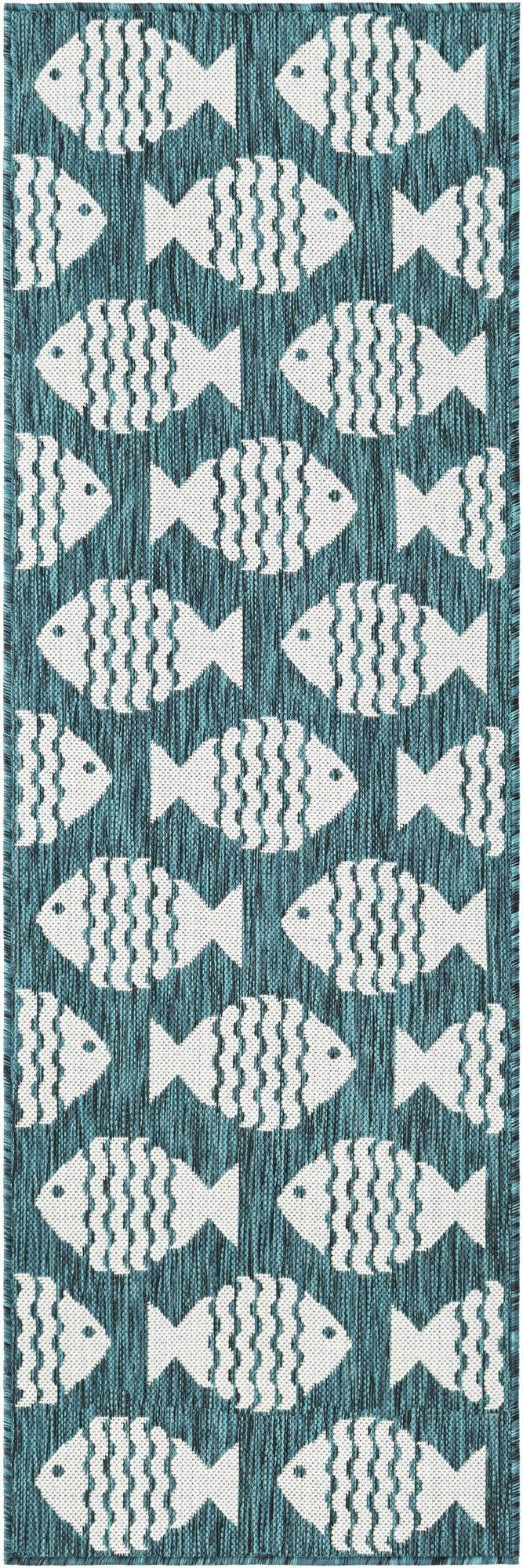  2' x 6' 1  Washable Coastal Indoor / Outdoor Runner Rug