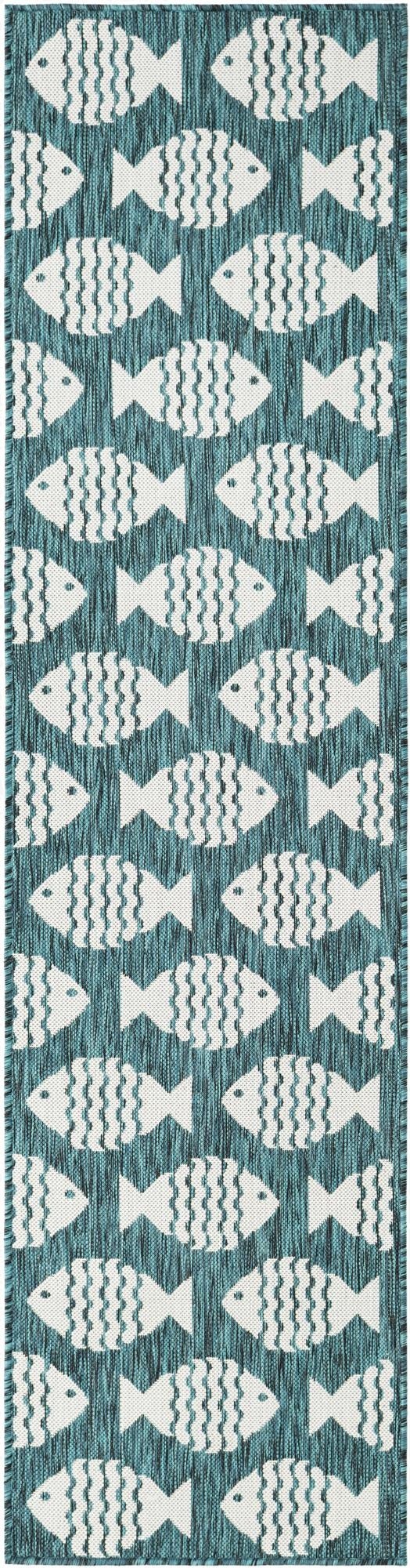  2' x 8'  Washable Coastal Indoor / Outdoor Runner Rug