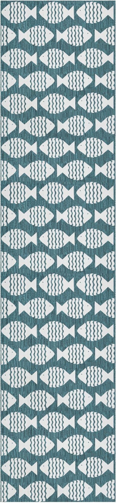  2' 7 x 12'  Washable Coastal Indoor / Outdoor Runner Rug