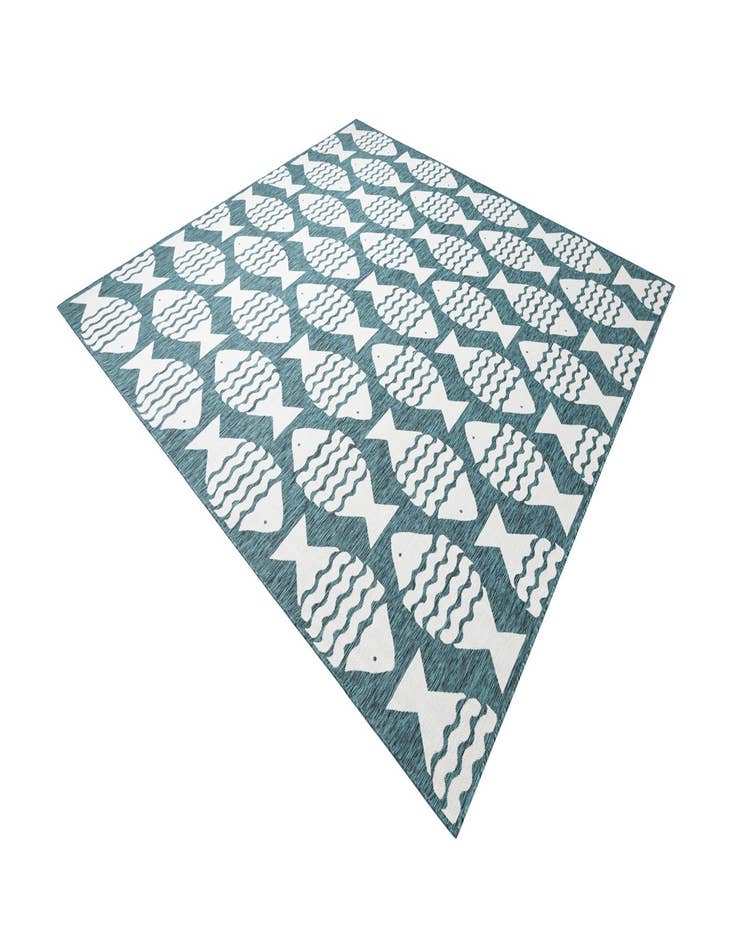 Detail image of  12' x 12'  Washable Coastal Indoor / Outdoor Square Rug
