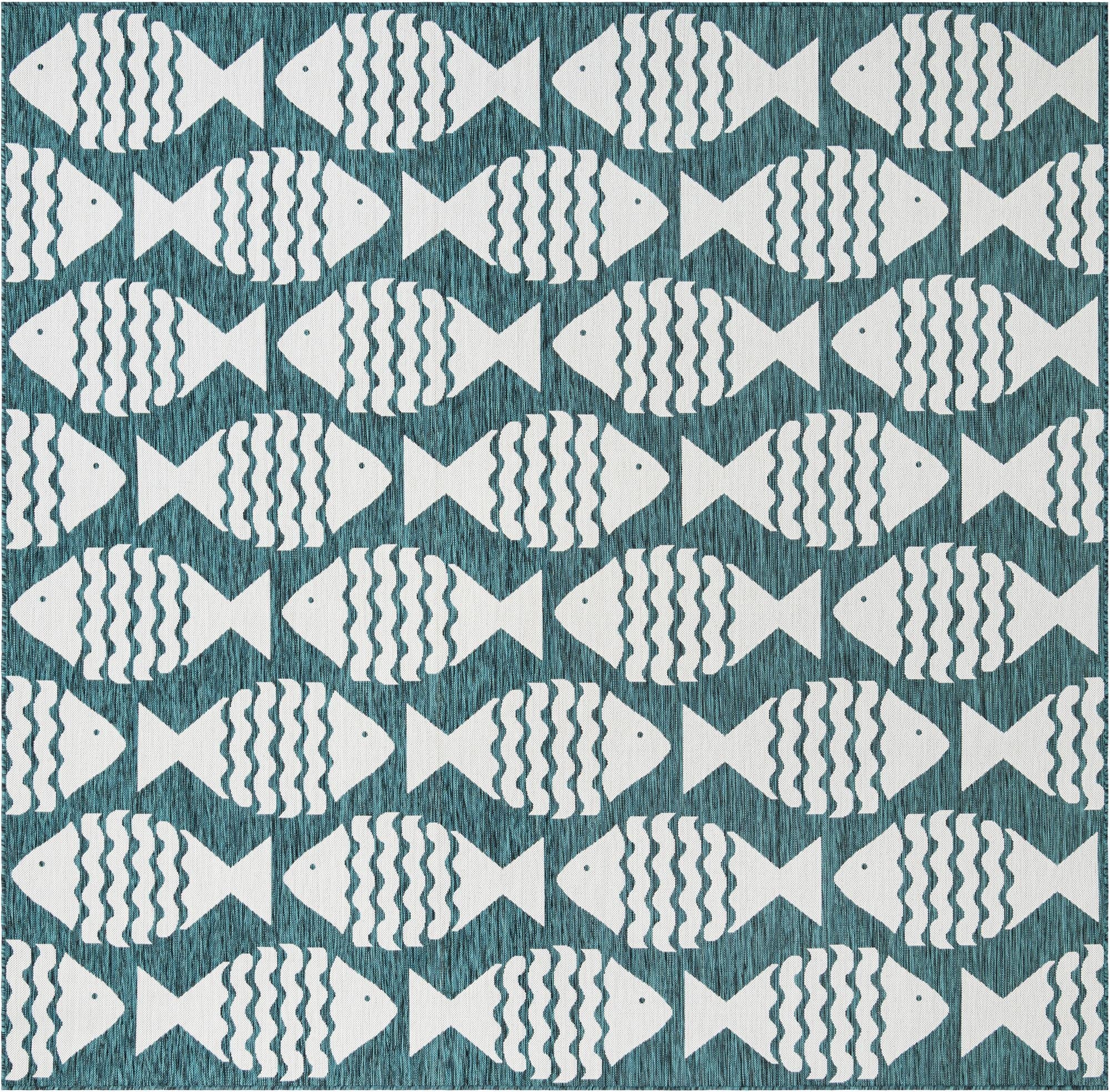  10' x 10'  Washable Coastal Indoor / Outdoor Square Rug