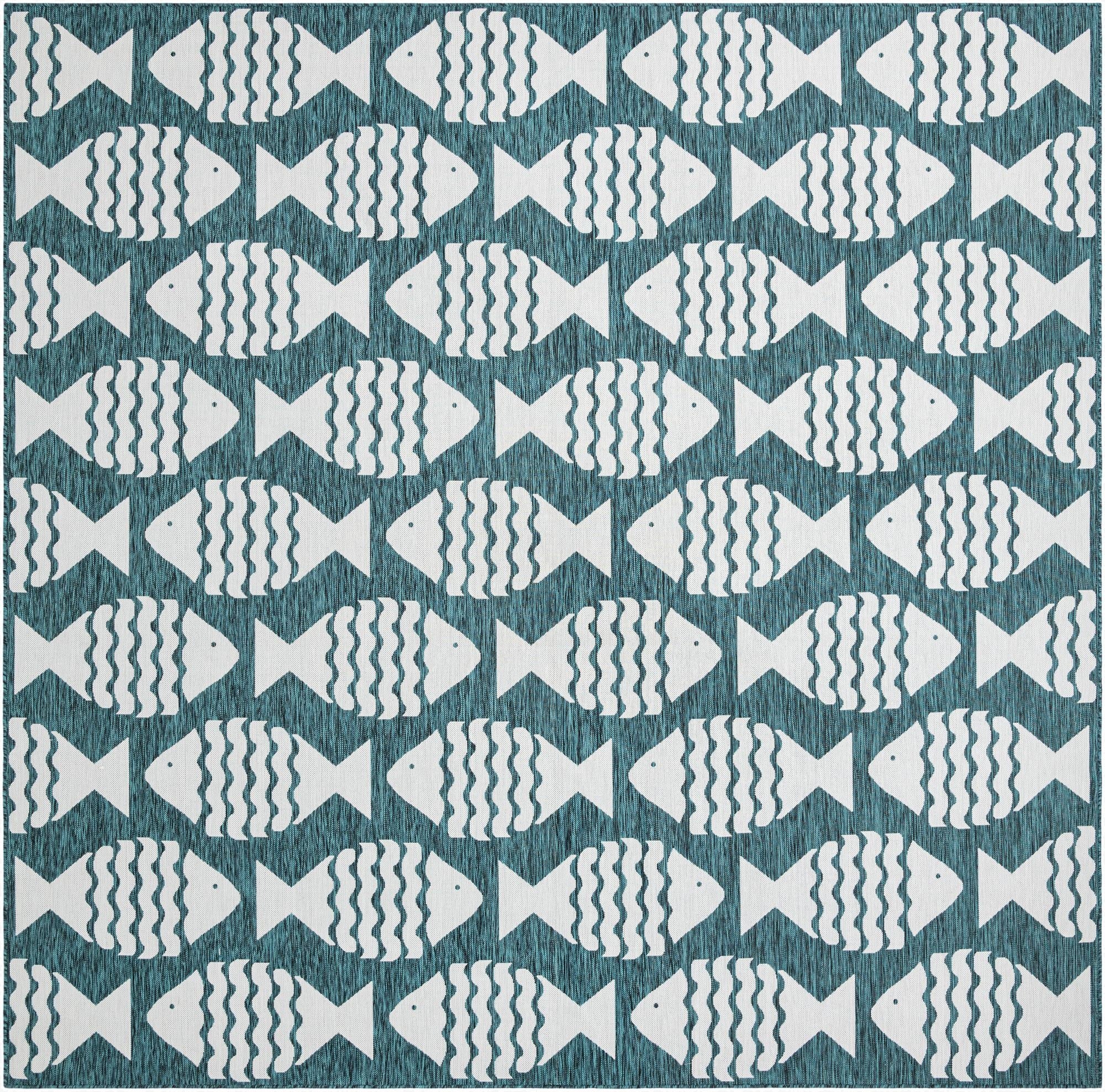  12' x 12'  Washable Coastal Indoor / Outdoor Square Rug