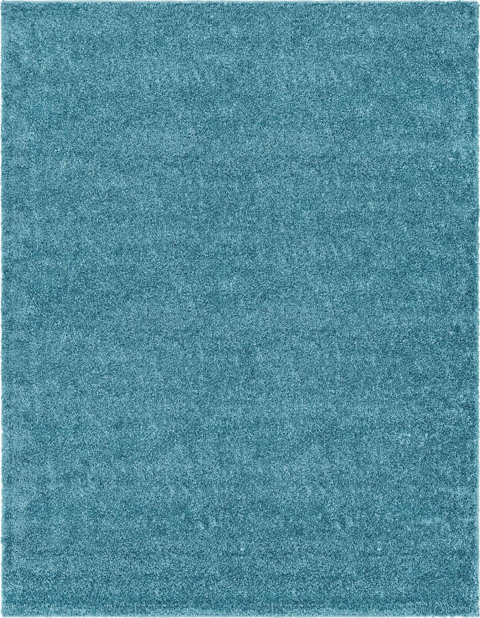 A soft, plush 8'x8' square shag rug in a vibrant blue hue, perfect for adding comfort to any indoor space.