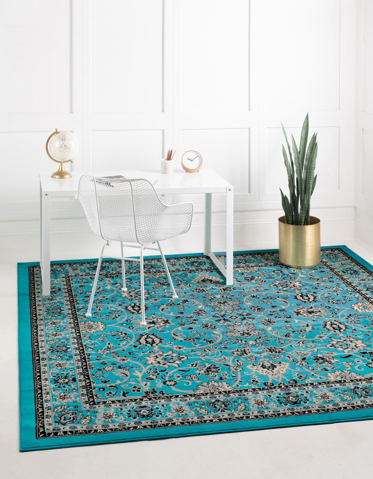 Turquoise 8' x 8' Yasmin Square Rug | Rugs.com