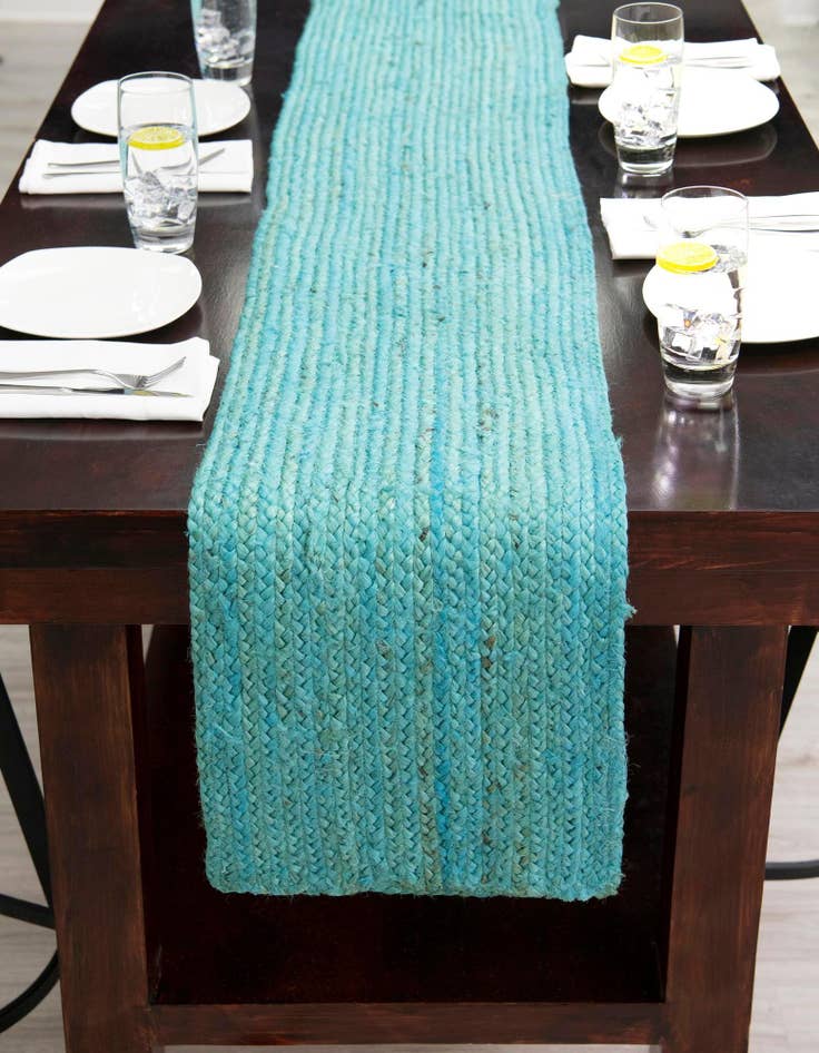 Detail image of  1' 2 x 10'  Hand Braided Jute Table Runner Rug