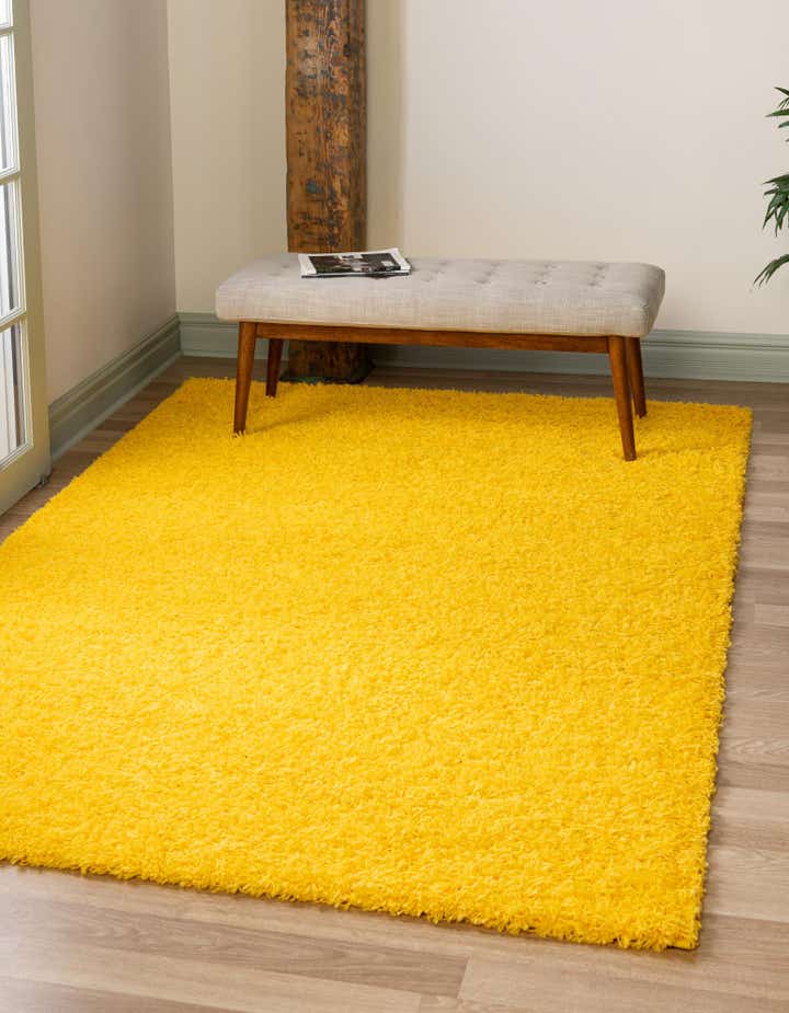 Tuscan Sun Yellow 5' x 8' Solid Shag Rug | Rugs.com