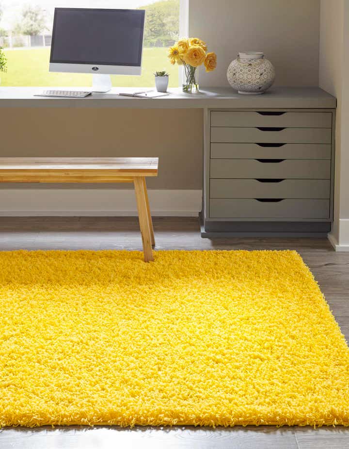 Tuscan Sun Yellow 5' x 8' Solid Shag Rug | Rugs.com