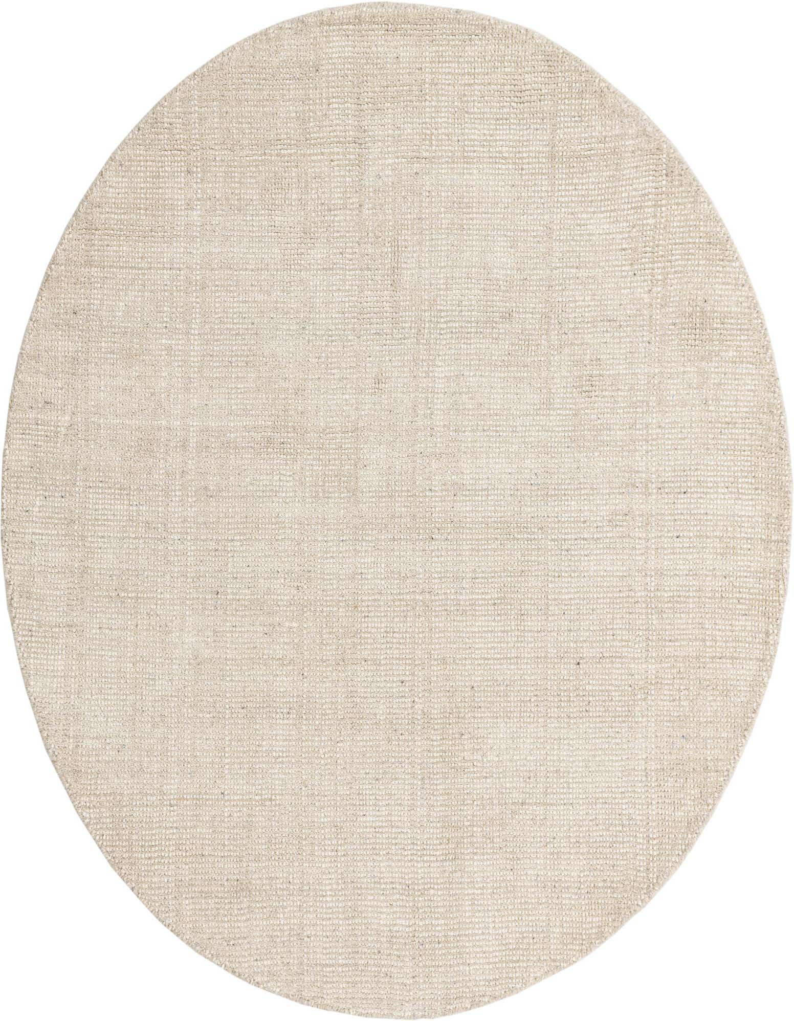 A 5' 3 round Jill Zarin English Manor rug in a light tan and cream textured solid pattern, made from 100% wool.