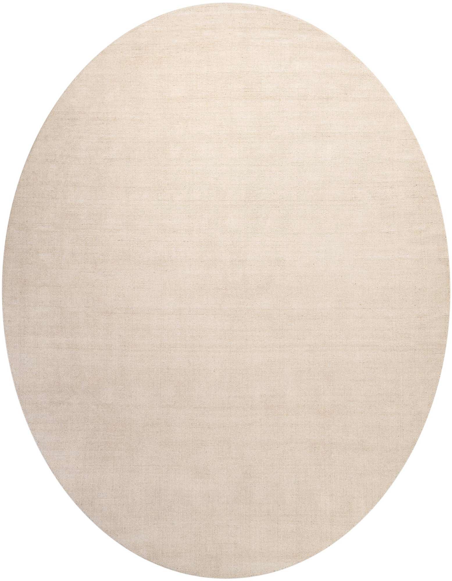 A large 13' 1 round Jill Zarin English Manor rug in a light brown or cream color, featuring a subtle textured modern wool pile.