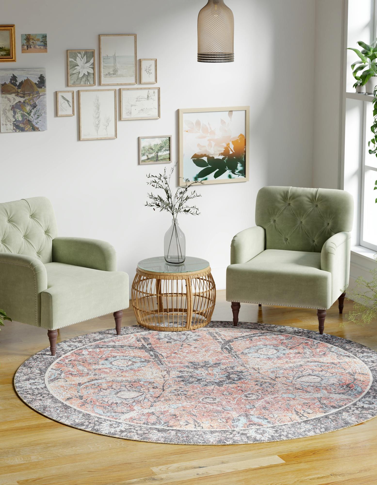 Vintage Rust Red 2' x 2' Timeless Round Rug | Rugs.com