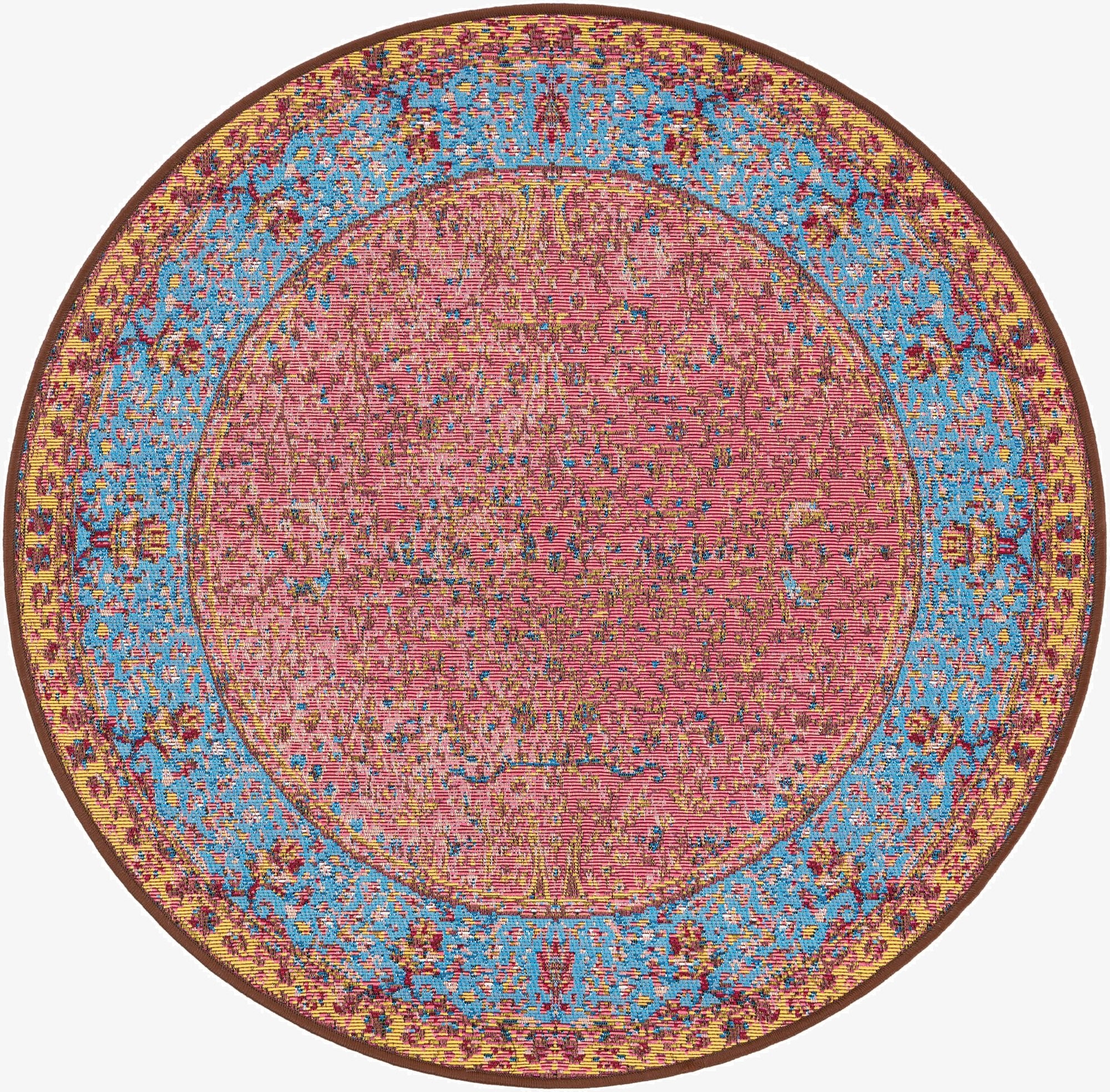  3' 1 x 3' 1  Washable Traditional Indoor / Outdoor Round Rug