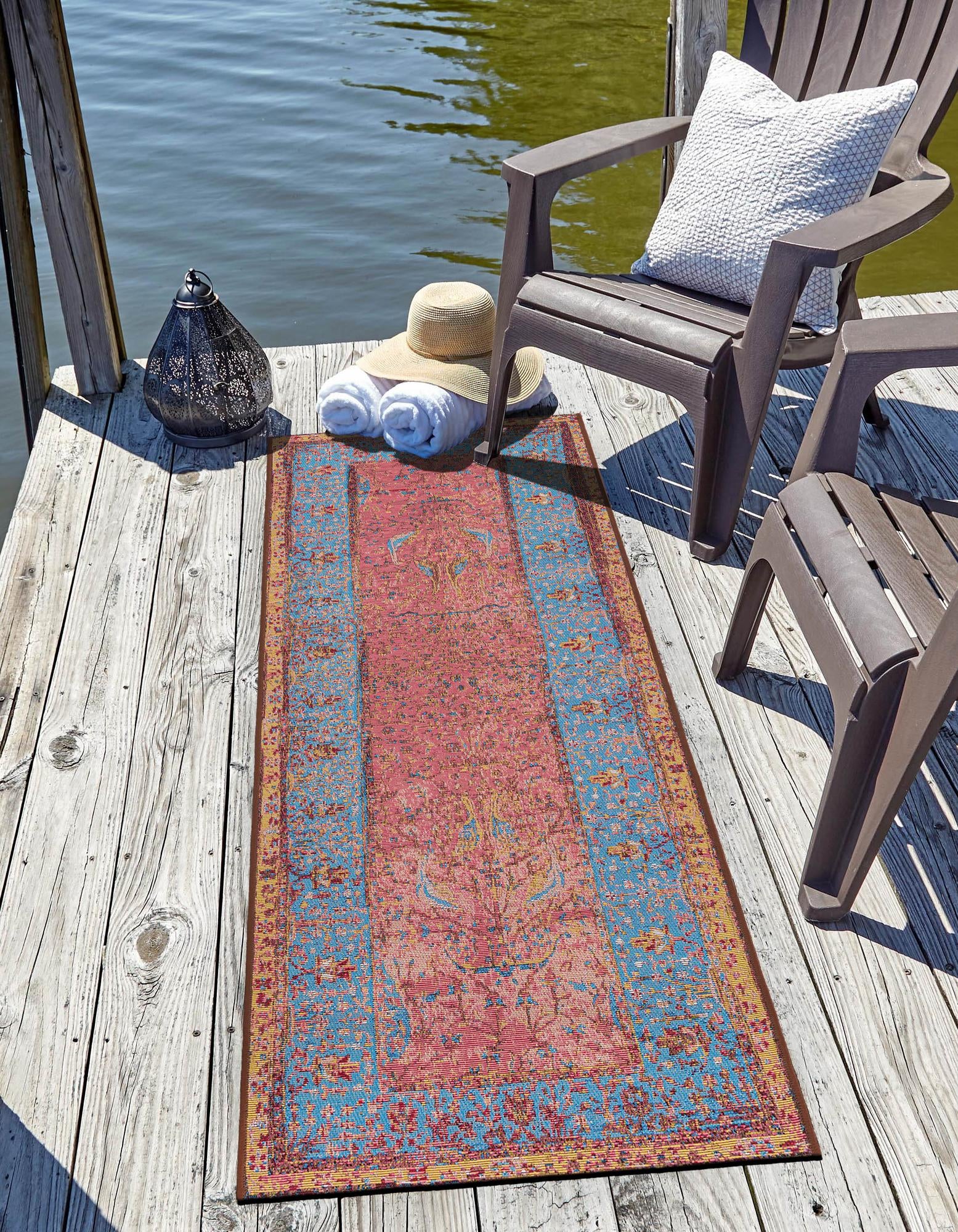 Vintage Salmon Coral 2' 7 x 12' Traditional Indoor / Outdoor Runner Rug ...