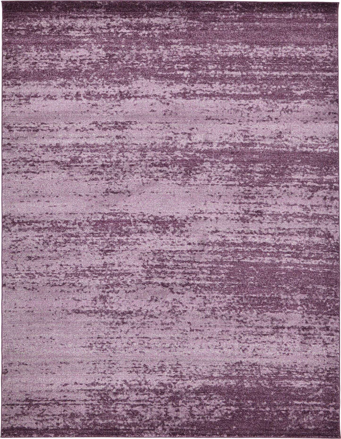 An 8x11 rectangular indoor rug featuring an abstract, textured pattern in varying shades of purple, ideal for a living room.