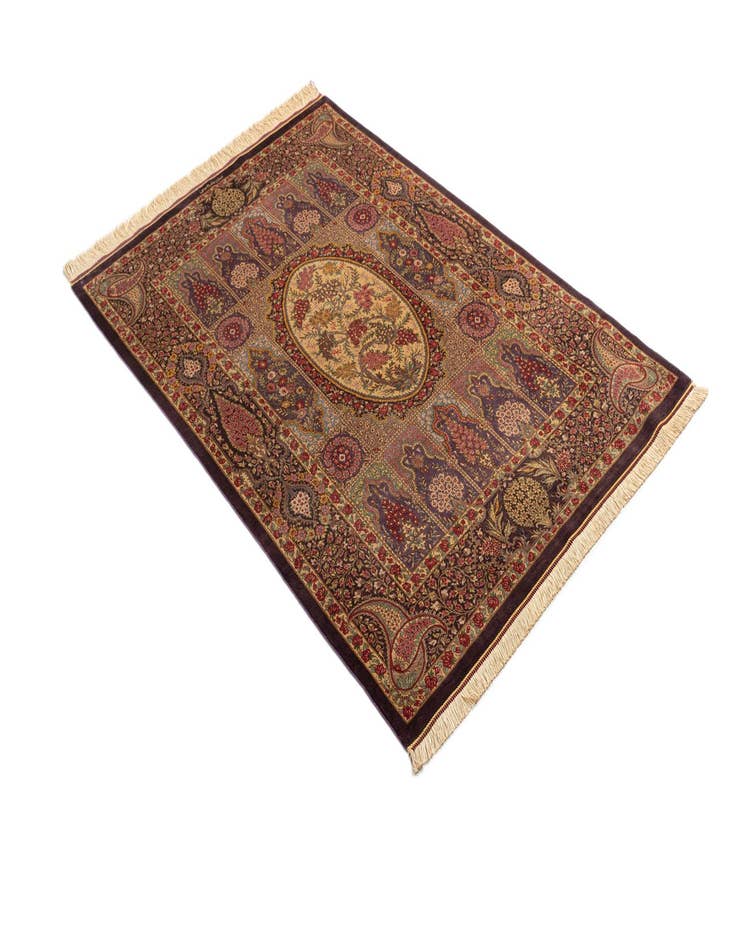 Detail image of  3' 3 x 4' 11 Ghom Silk Rug