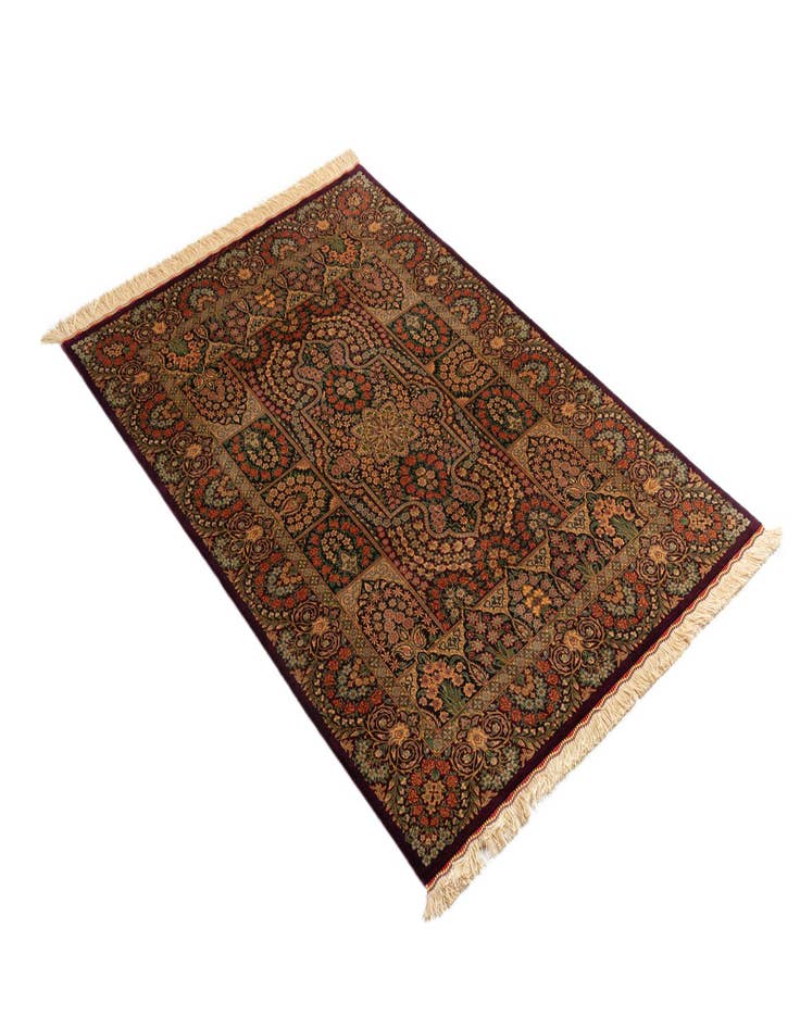 Detail image of  3' 5 x 5' Ghom Silk Rug