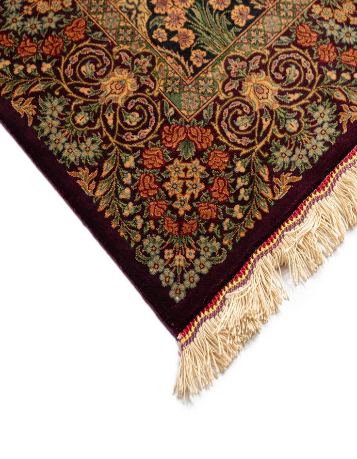 Detail image of  3' 5 x 5' Ghom Silk Rug