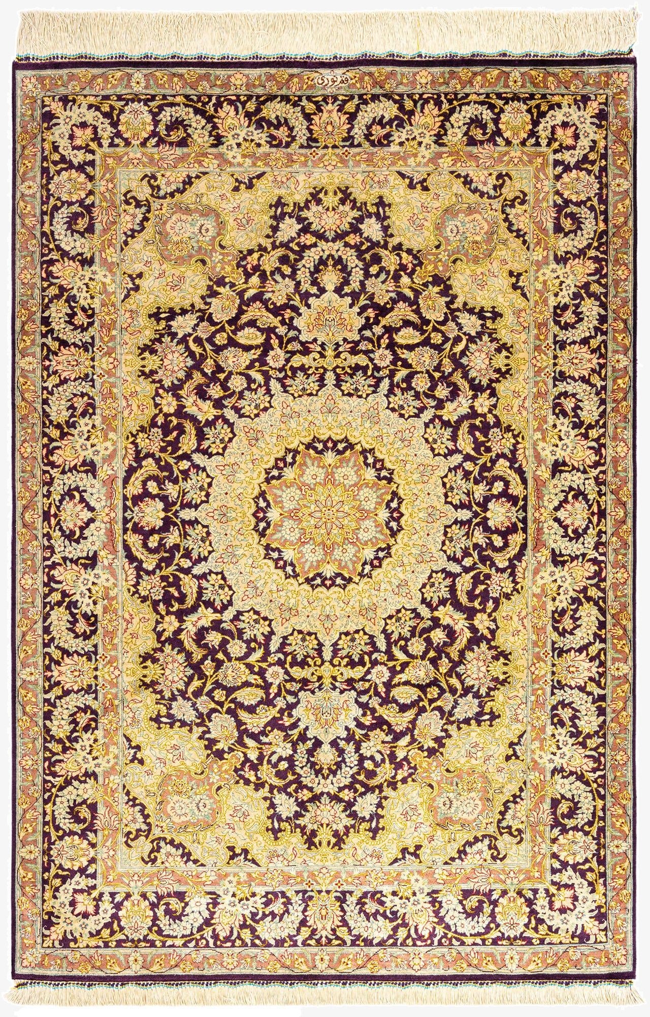  3' 3 x 4' 11 Ghom Silk Rug