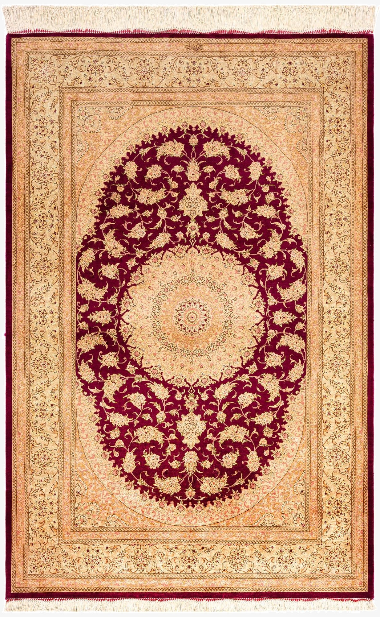  3' 3 x 4' 11 Ghom Silk Rug
