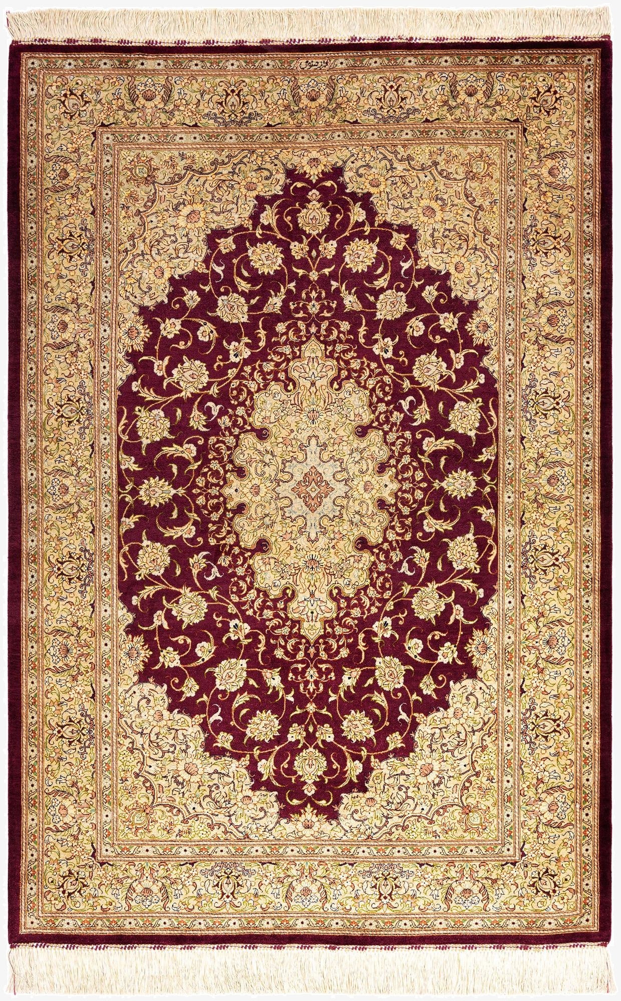  3' 5 x 5' Ghom Silk Rug