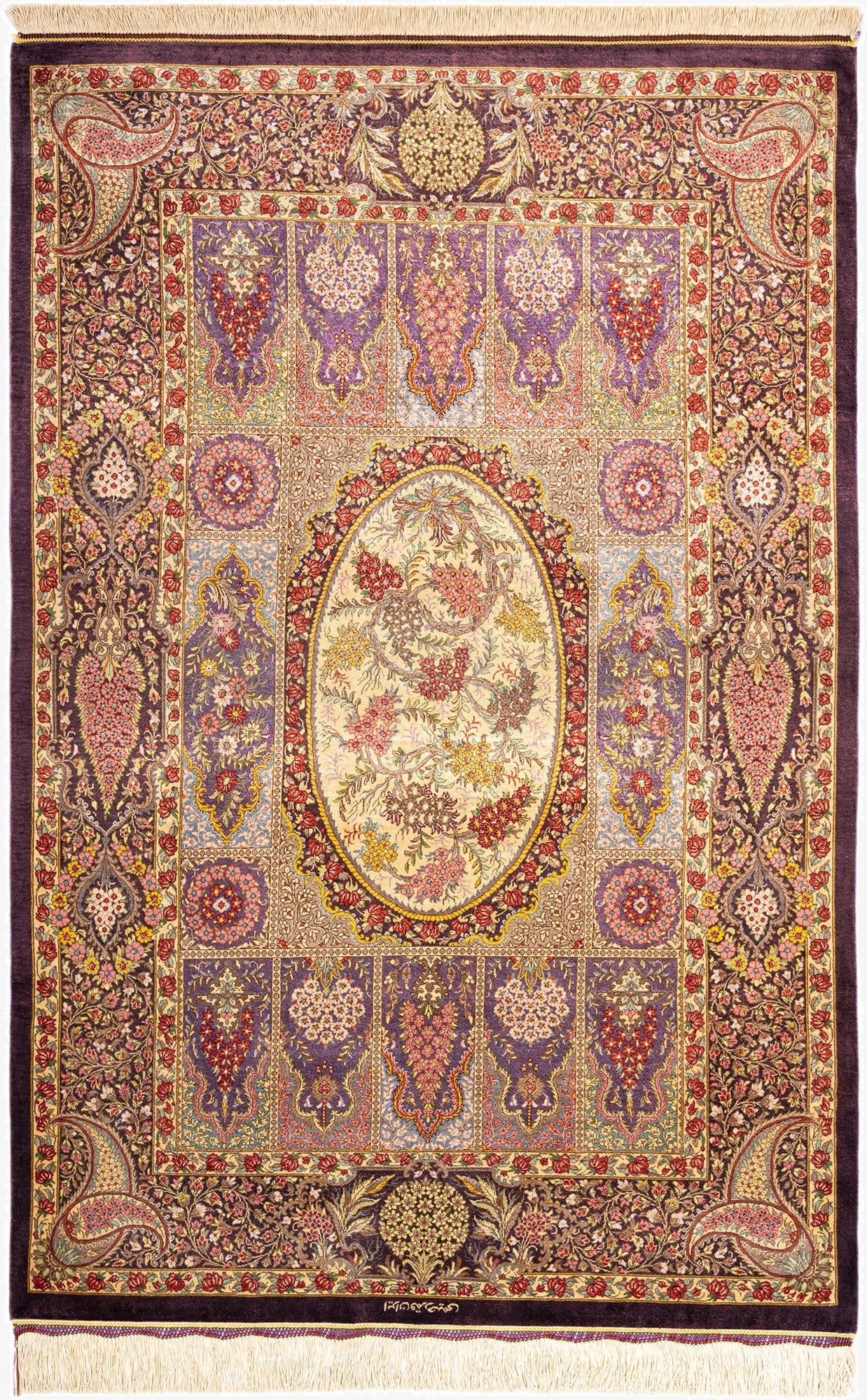  3' 3 x 4' 11 Ghom Silk Rug