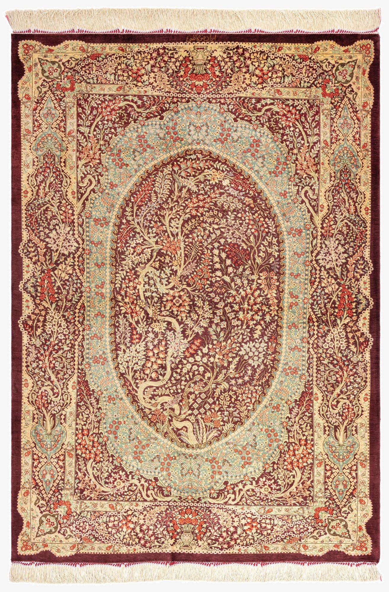  3' 4 x 4' 11 Ghom Silk Rug